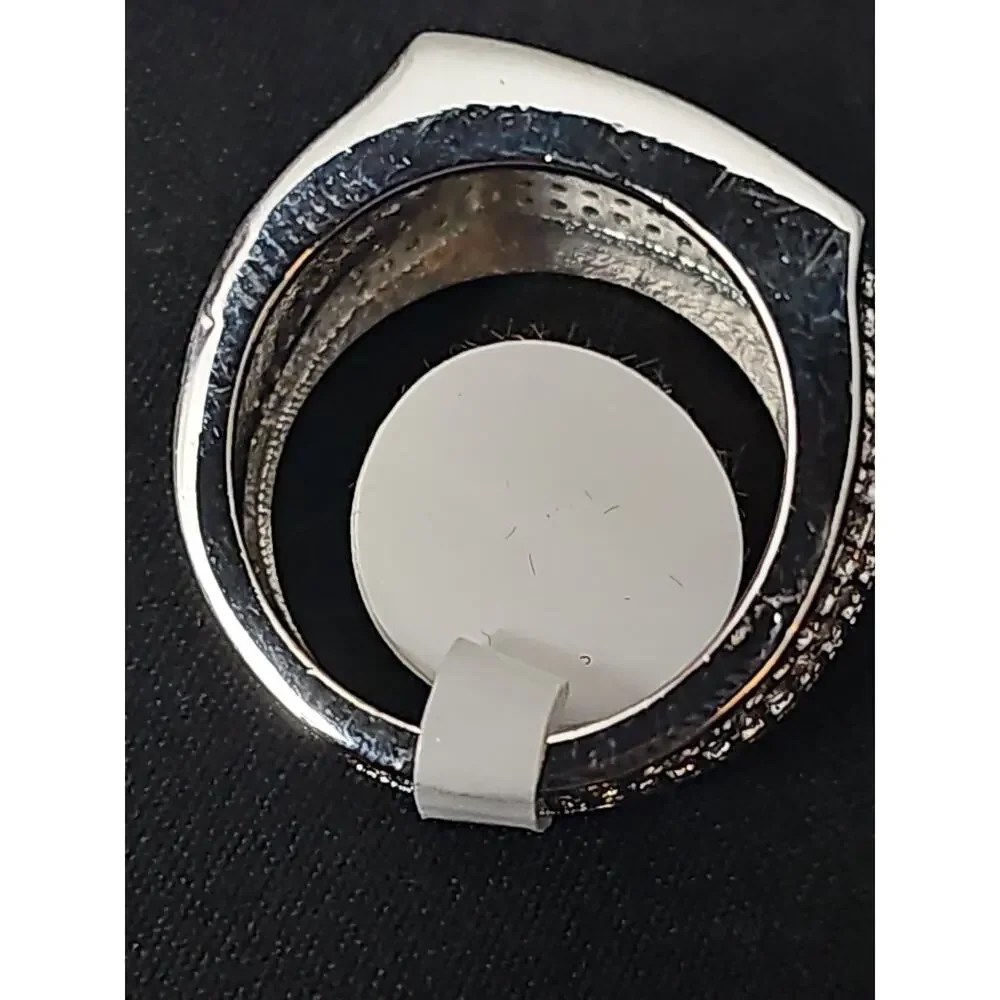 Size 8 White Gold-Plated brass Men's Band Ring Square Pavé CZs
